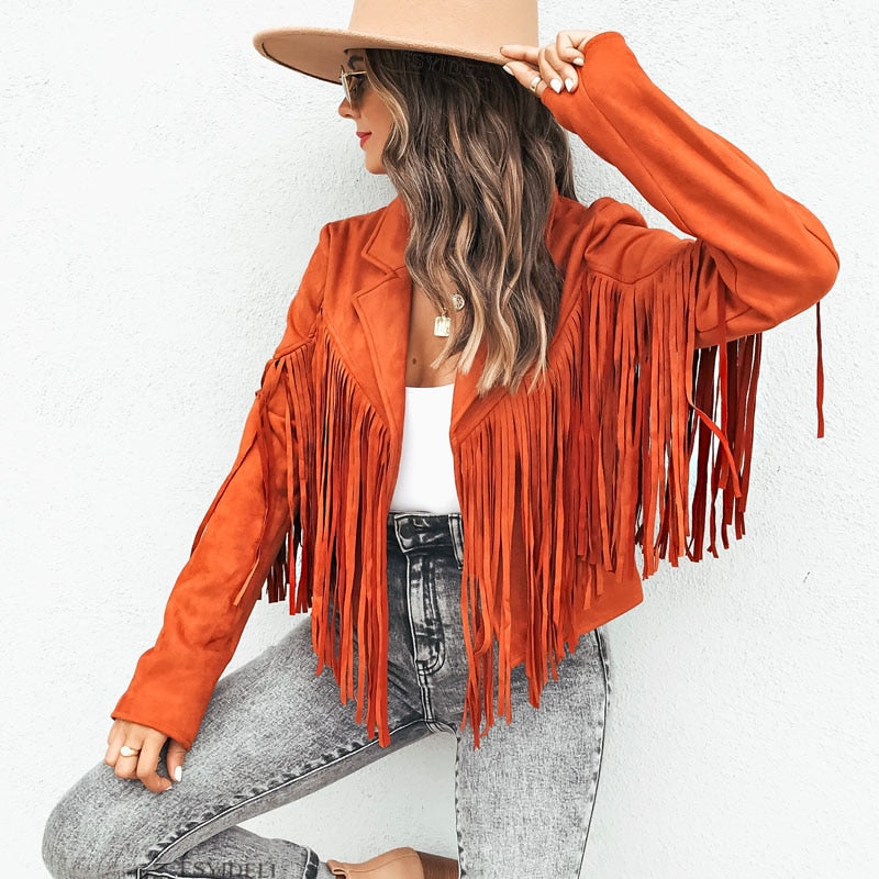 Suède damesjas met franjes | Boho-chic jasje voor een trendy look