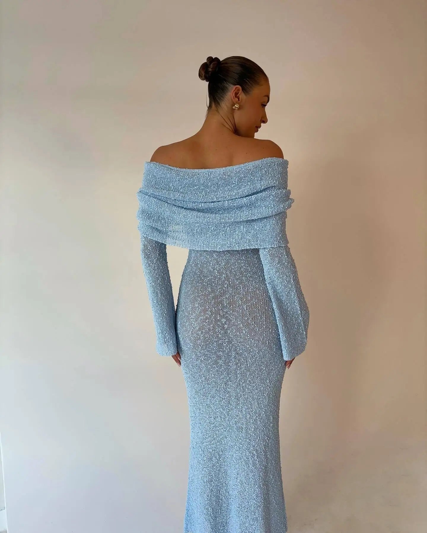 SOLVANA | Gehaakte maxi strandjurk met off-shoulder hals