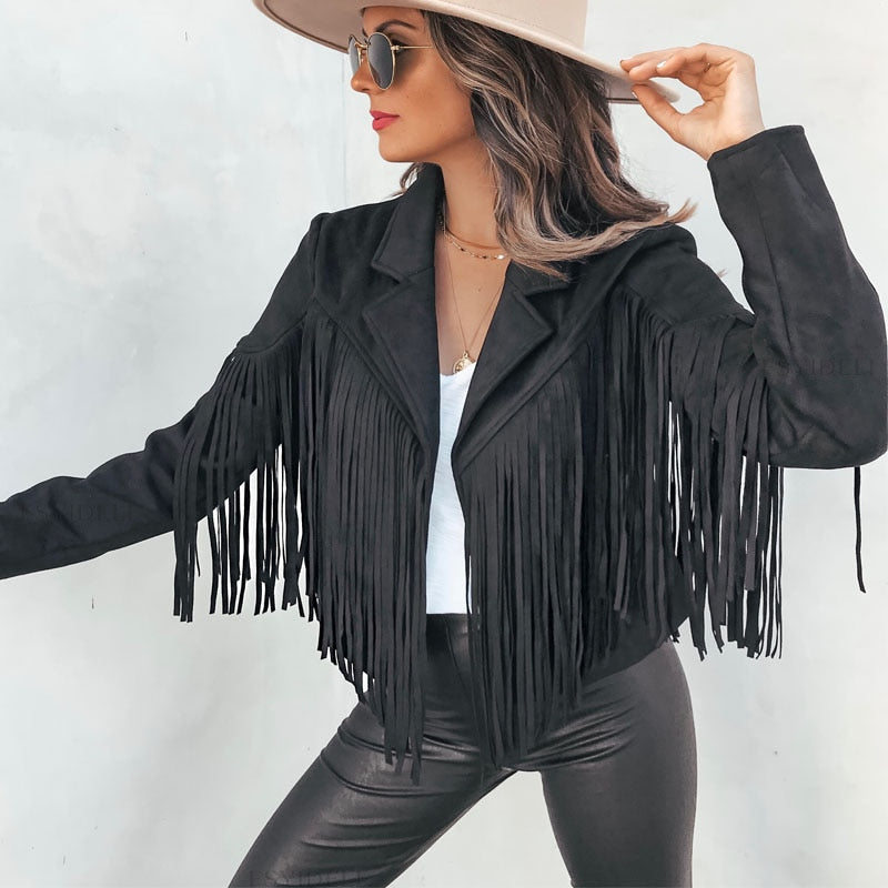Suède damesjas met franjes | Boho-chic jasje voor een trendy look