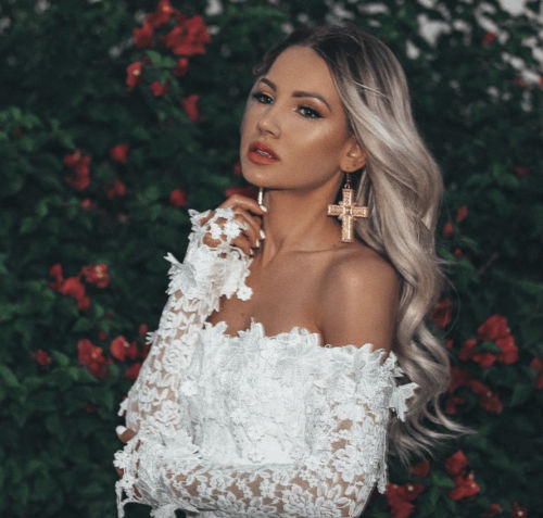 Maevina | Witte Kanten Off-Shoulder Midi Jurk