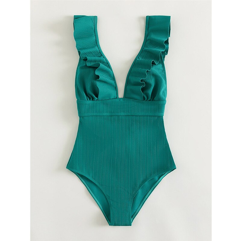 ROXANNE | Boho Bikini met V-Hals, Ruches & Open Rug