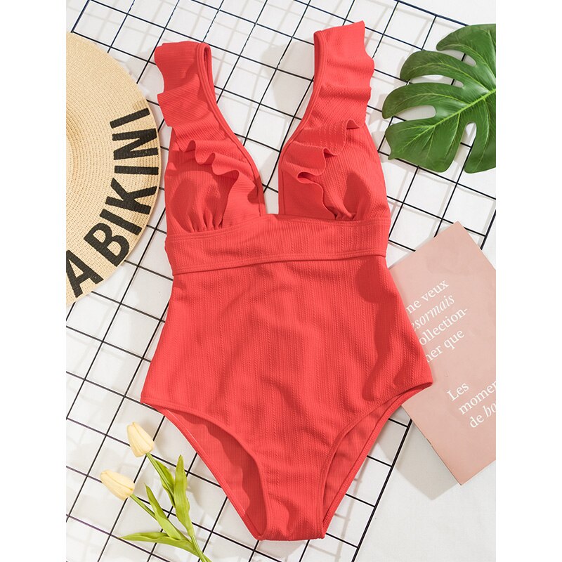 ROXANNE | Boho Bikini met V-Hals, Ruches & Open Rug