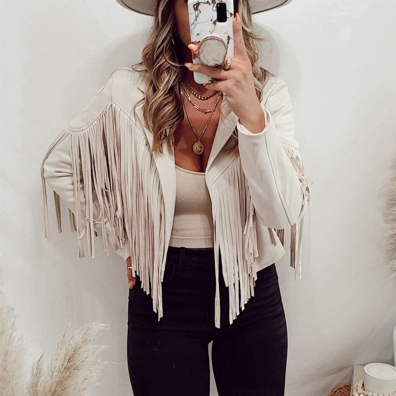 Suède damesjas met franjes | Boho-chic jasje voor een trendy look