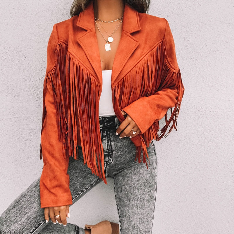 Suède damesjas met franjes | Boho-chic jasje voor een trendy look
