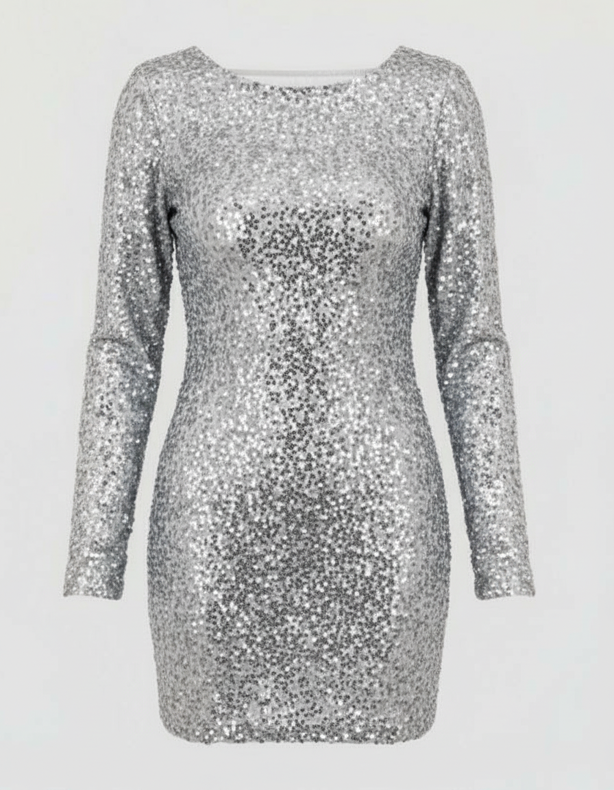 Hilda Dames Cocktailjurk | Pailletten, Open Rug, Zwart 8