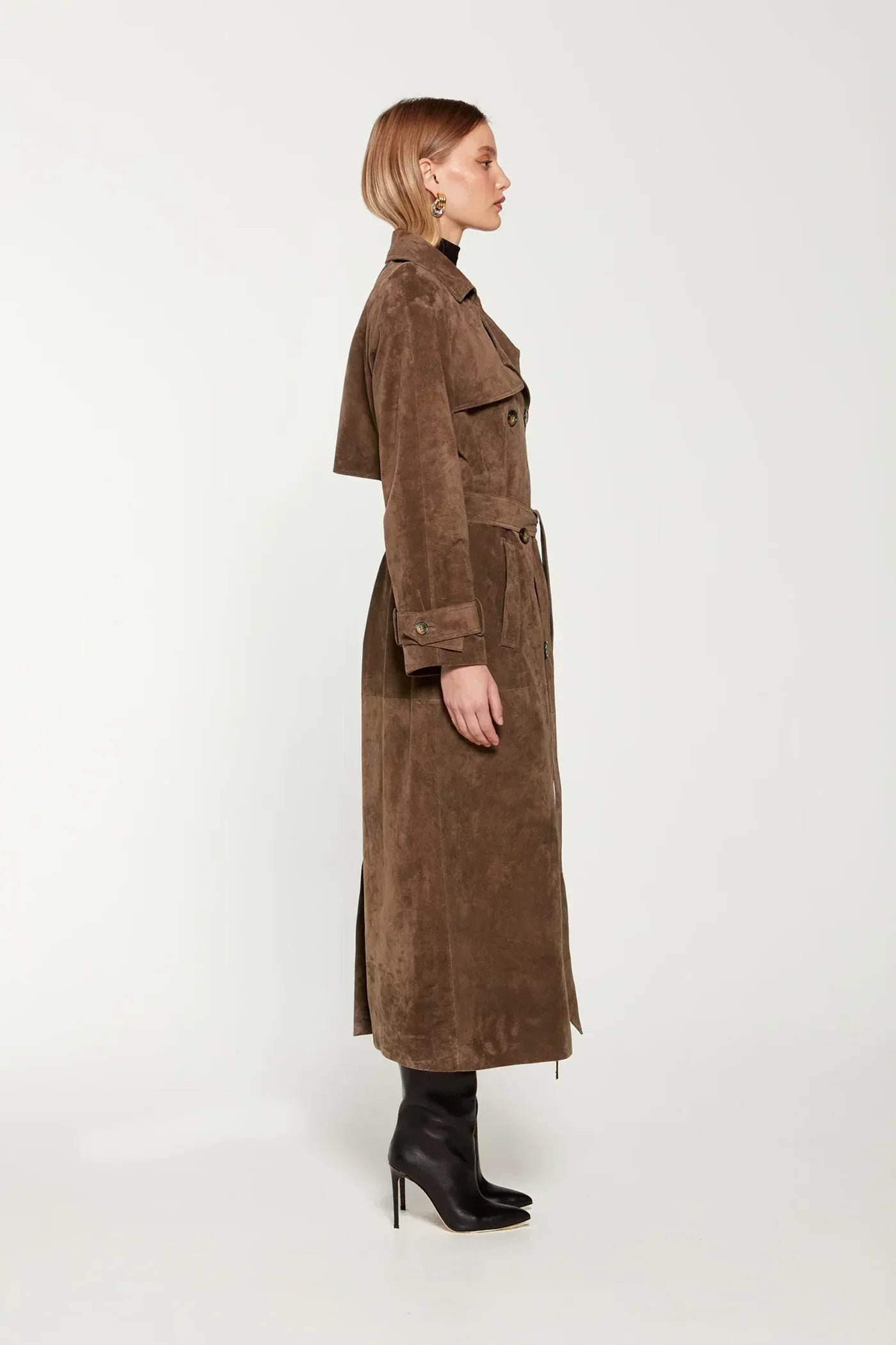 Suède dames trenchcoat met ceintuur | Elegante mantel voor een stijlvolle herfstlook