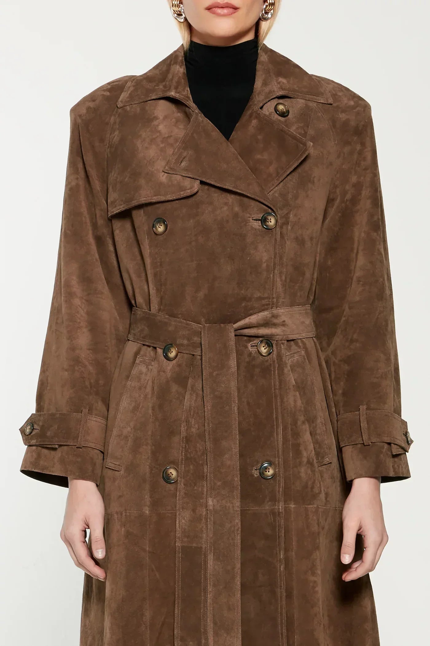 Suède dames trenchcoat met ceintuur | Elegante mantel voor een stijlvolle herfstlook