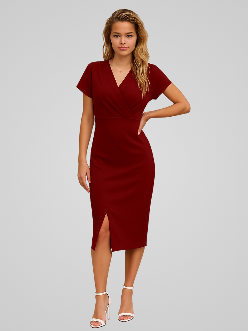 Solenne | Mouwloze Wikkeljurk met Tijdloze Elegantie
