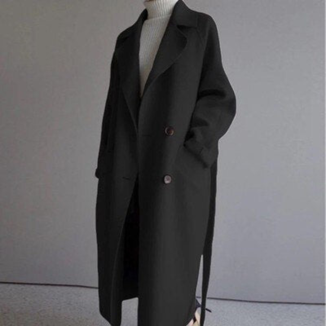 Jade Dames Trenchcoat Zwart | Luxe Tweed, Getailleerd 4