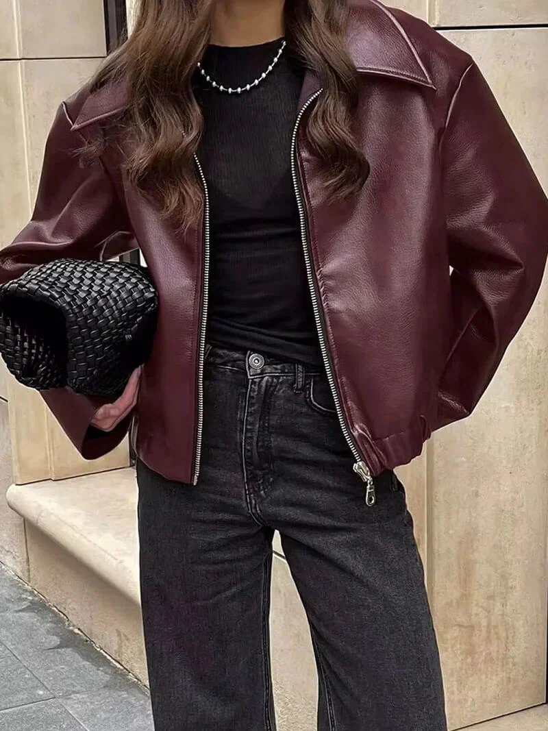 VARESSA | Boxy leren jas – Tijdloze statement outerwear