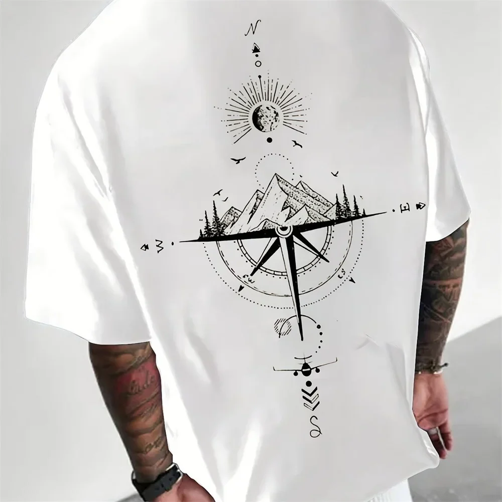 NORDYN | T-shirt met grafische rugprint – Outdoor Kompasdesign