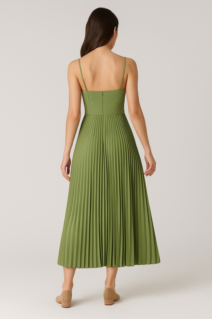 Isabelle | Uitlopende Midi-Jurk met Geplooide Tule Bustier Voor Feestelijke Elegantie