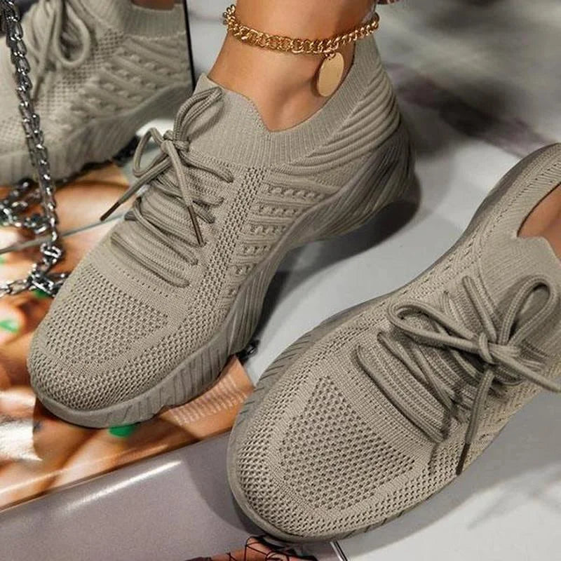 Rode Dames Sneakers | Ademend Fly-Knit, Casual Comfort 7