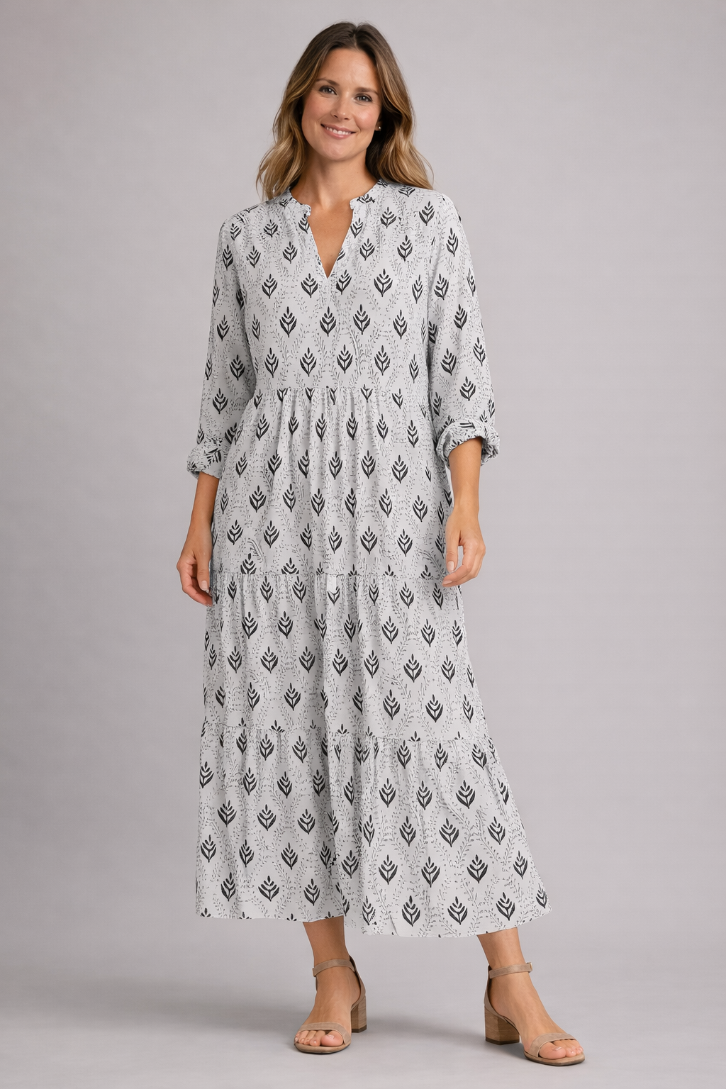 Rosa Dames Maxi Jurk | Gelaagde Rok, V-hals, Zomerstijl 5