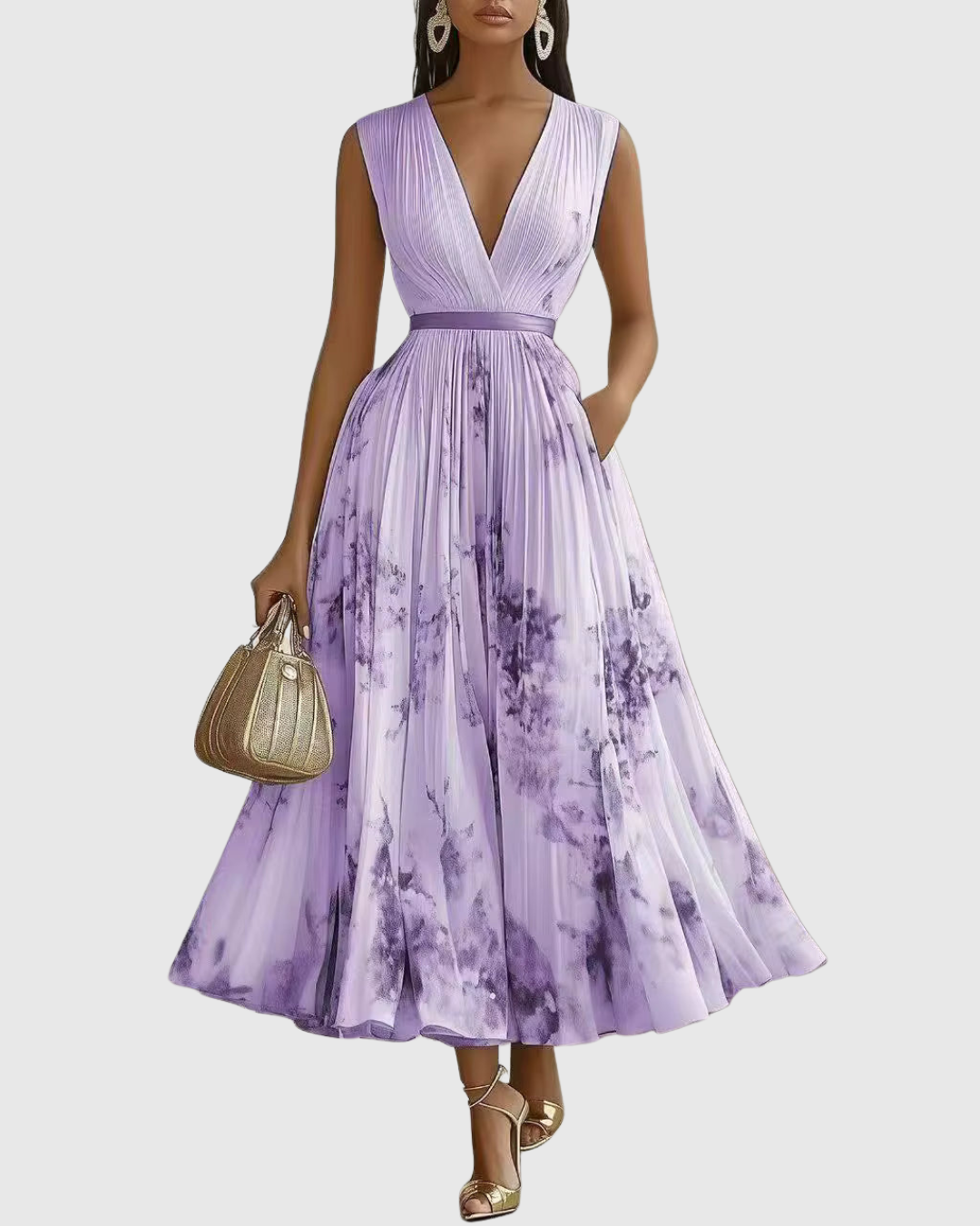 Rosa Vrouwen Maxi-jurk | Geplooid, Elegante Stijl 11