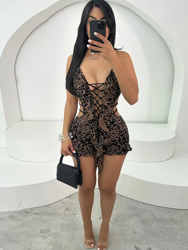 Wild Elegance – Leopard Romper met Luxe Flocking
