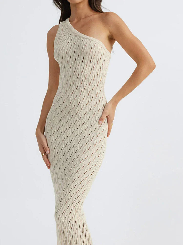 Alira – Asymmetrische Lange Jurk in Sexy Knitlook