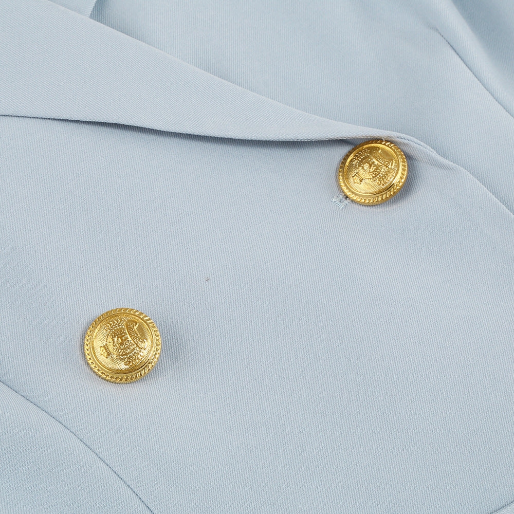 Sloane | Zwarte Cape Blazerjurk met Gouden Details