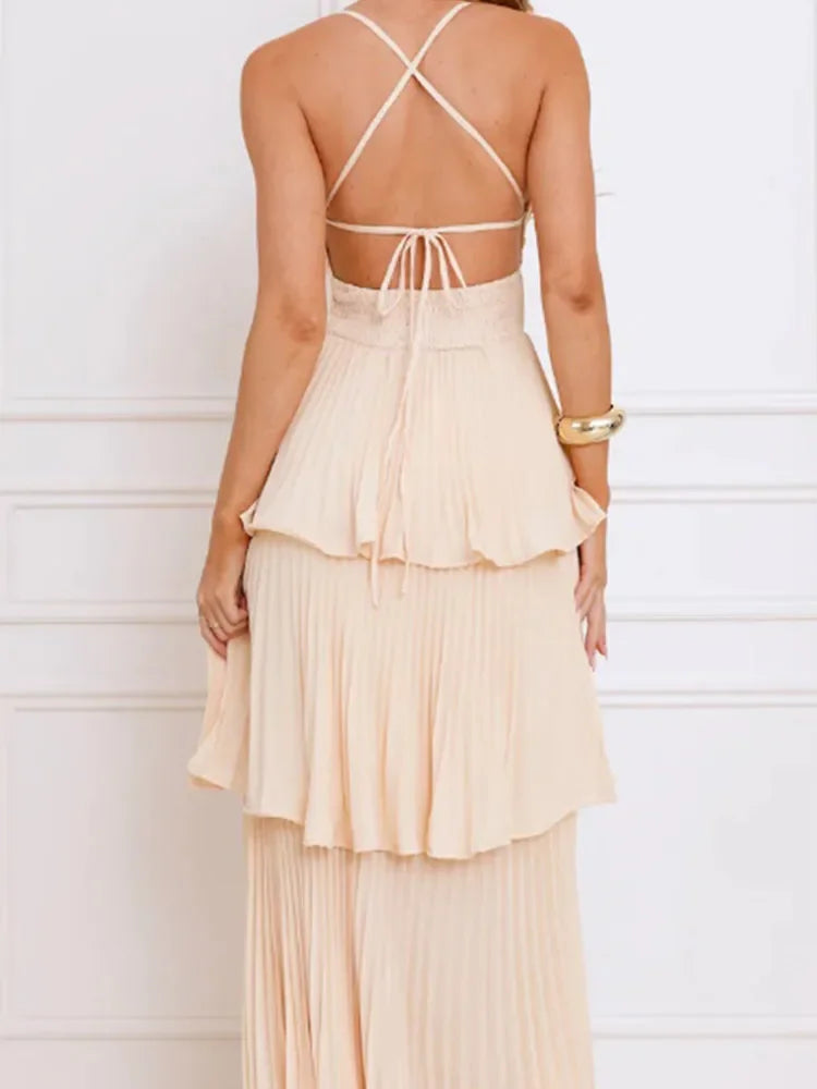 Multi-layer maxi sundress rugloos voor zomer en lente | Mychelle