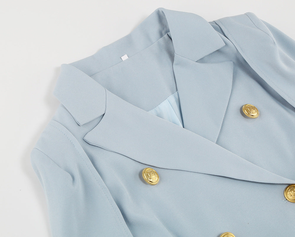 Sloane | Zwarte Cape Blazerjurk met Gouden Details