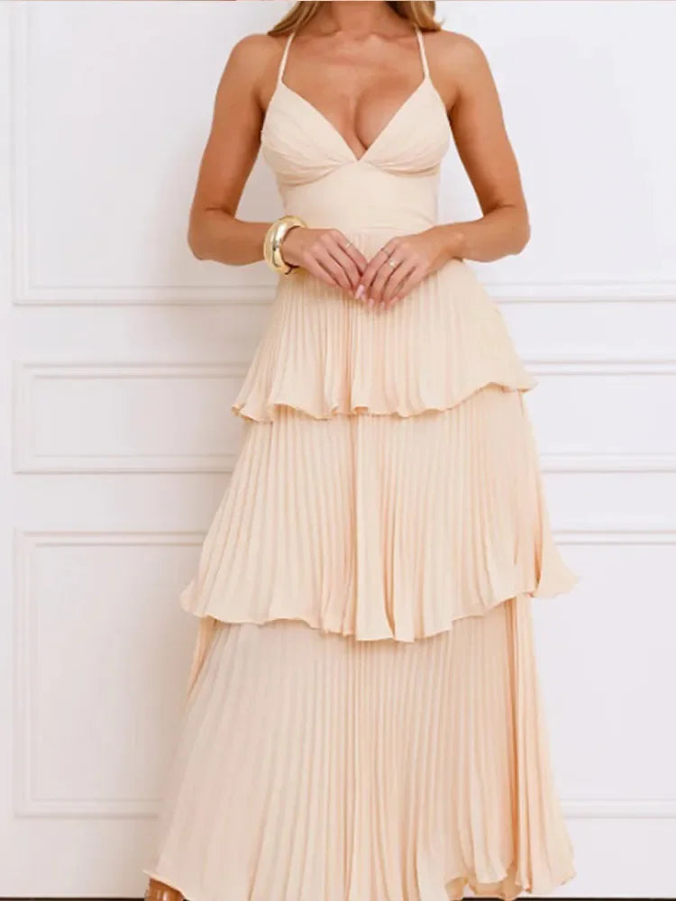 Multi-layer maxi sundress rugloos voor zomer en lente | Mychelle