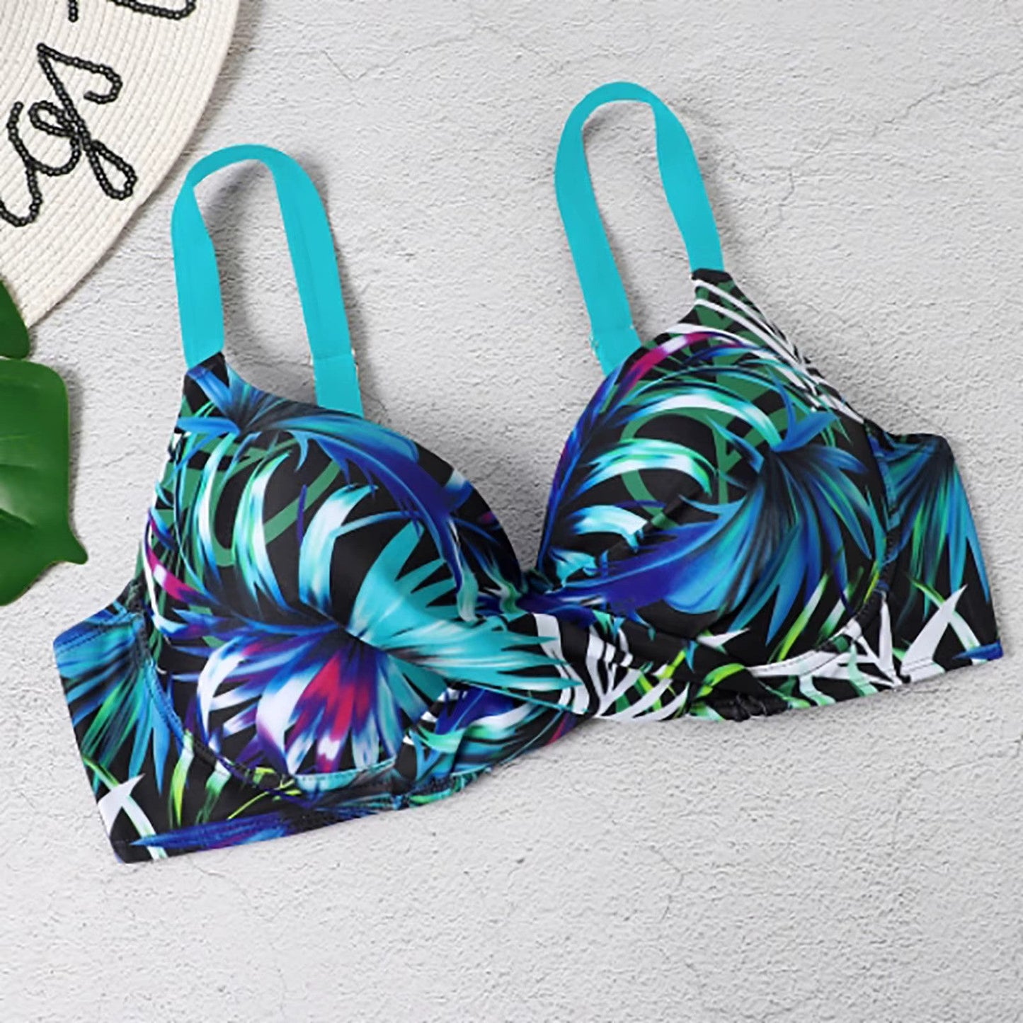TALIA | Bikini Set met Bladprint en Hoge Taille