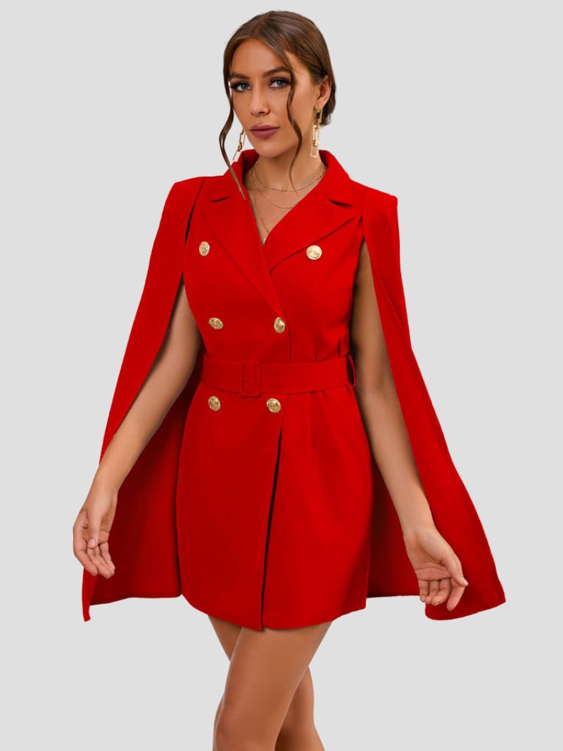 VALÉRIA | Cape Blazer Jurk met Gouden Details voor Dames