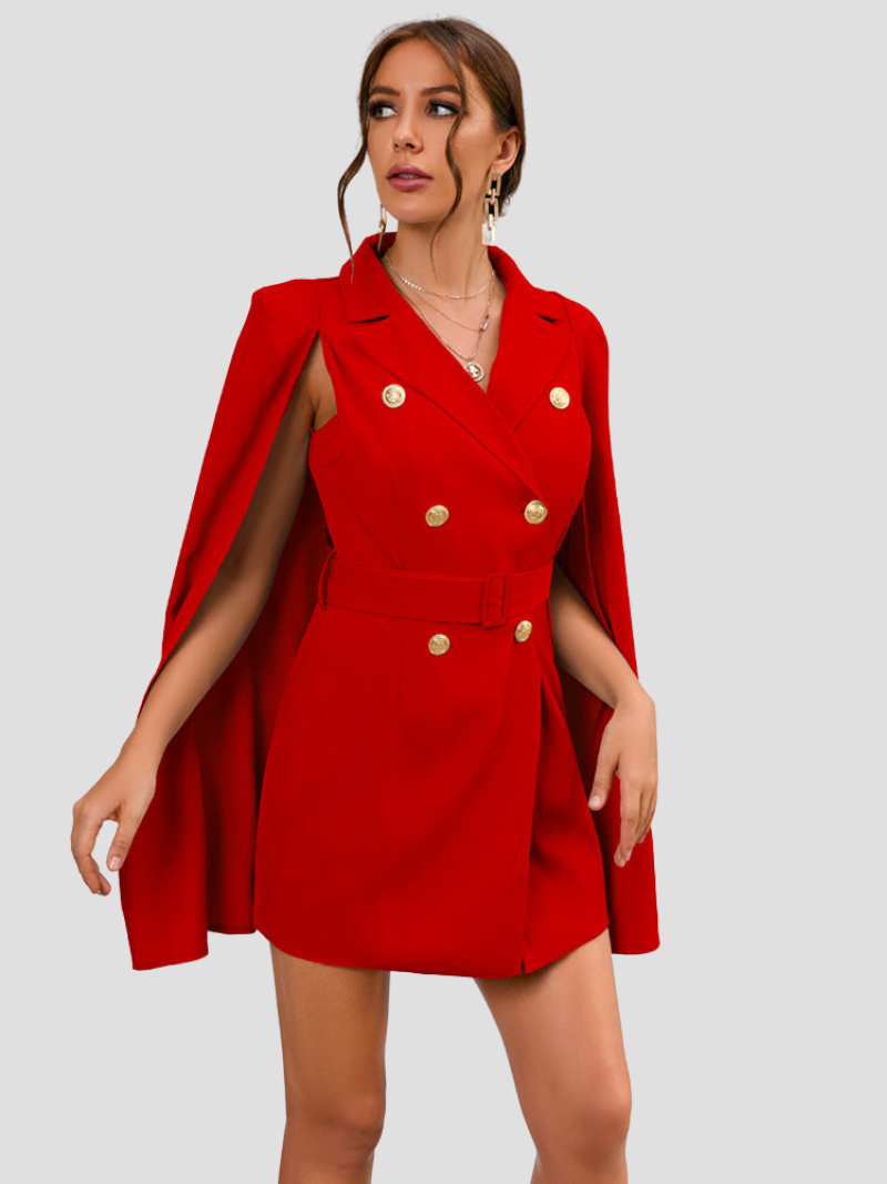 VALÉRIA | Cape Blazer Jurk met Gouden Details voor Dames