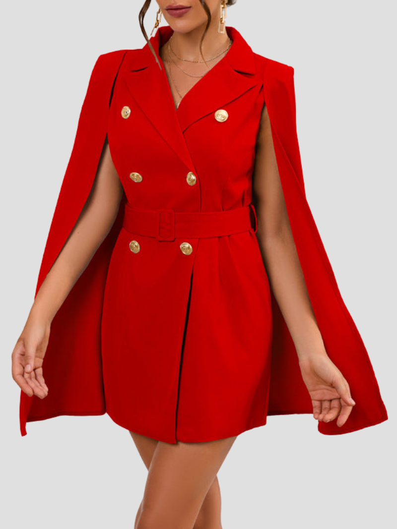 VALÉRIA | Cape Blazer Jurk met Gouden Details voor Dames