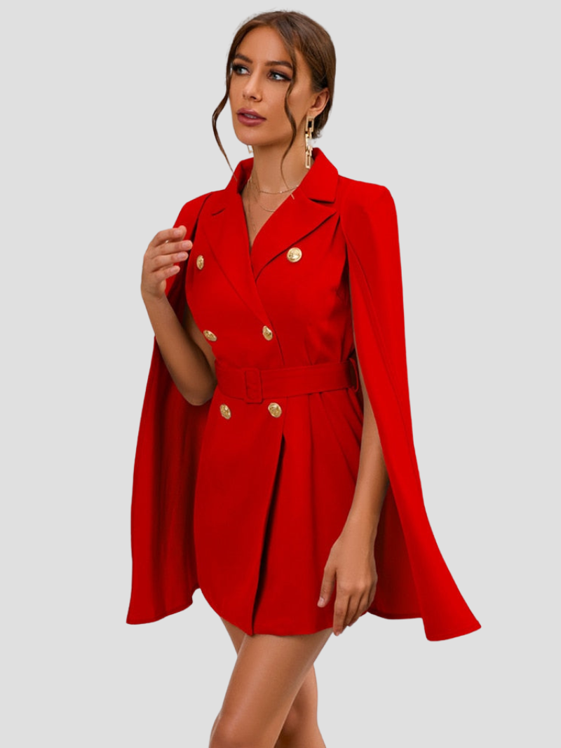 VALÉRIA | Cape Blazer Jurk met Gouden Details voor Dames