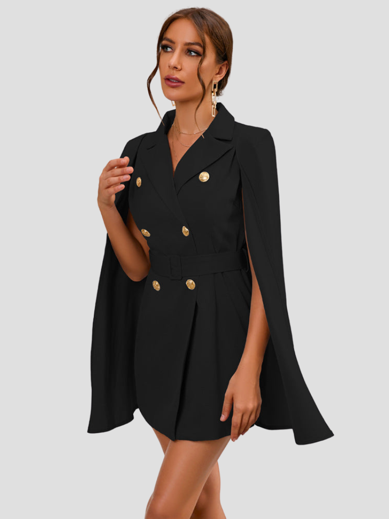 VALÉRIA | Cape Blazer Jurk met Gouden Details voor Dames