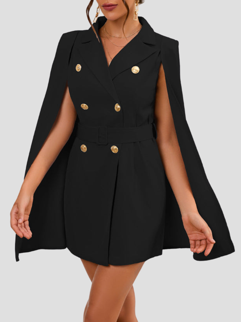 VALÉRIA | Cape Blazer Jurk met Gouden Details voor Dames