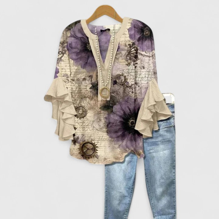 Saryphia Dames Blouse | Ademend, Elegante Bloemenprint 9