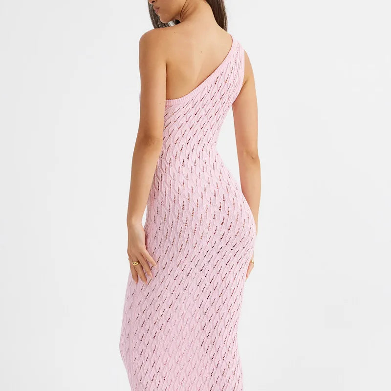 Alira – Asymmetrische Lange Jurk in Sexy Knitlook