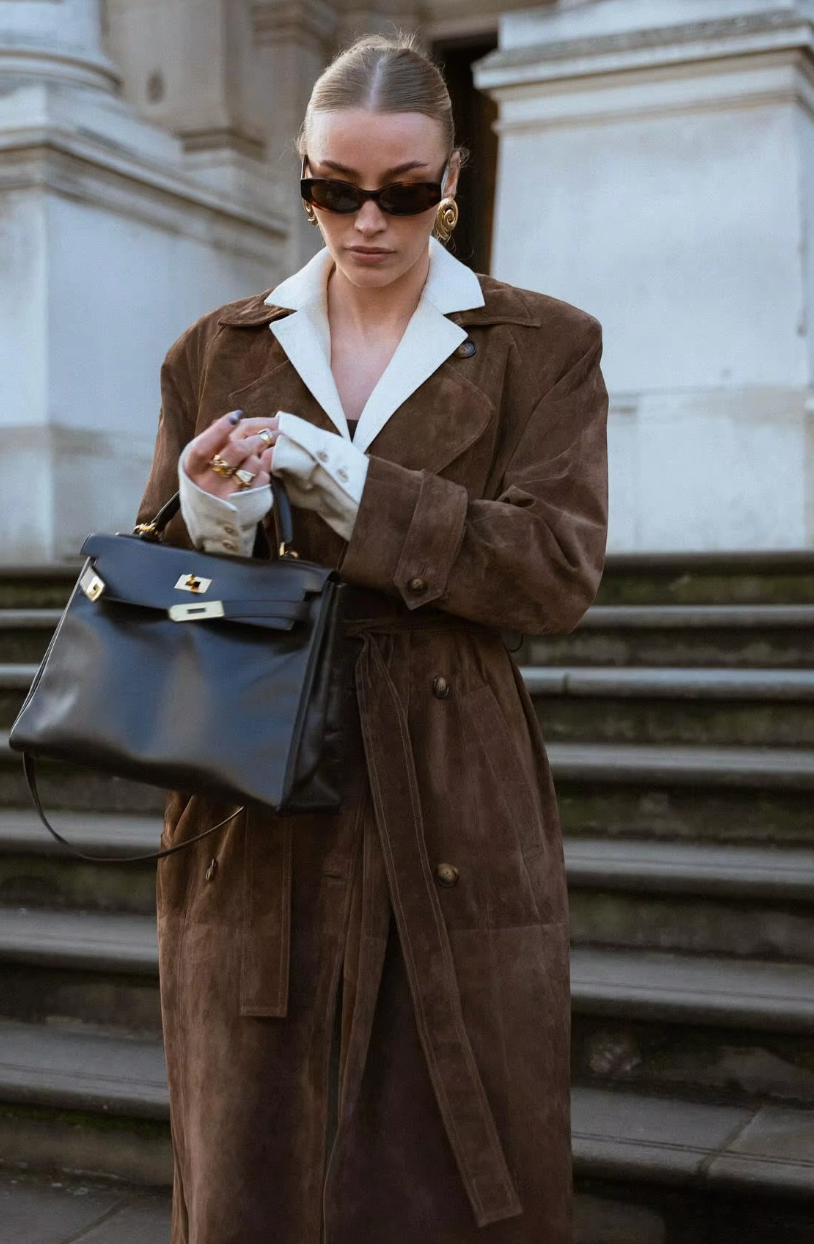 Suède dames trenchcoat met ceintuur | Elegante mantel voor een stijlvolle herfstlook
