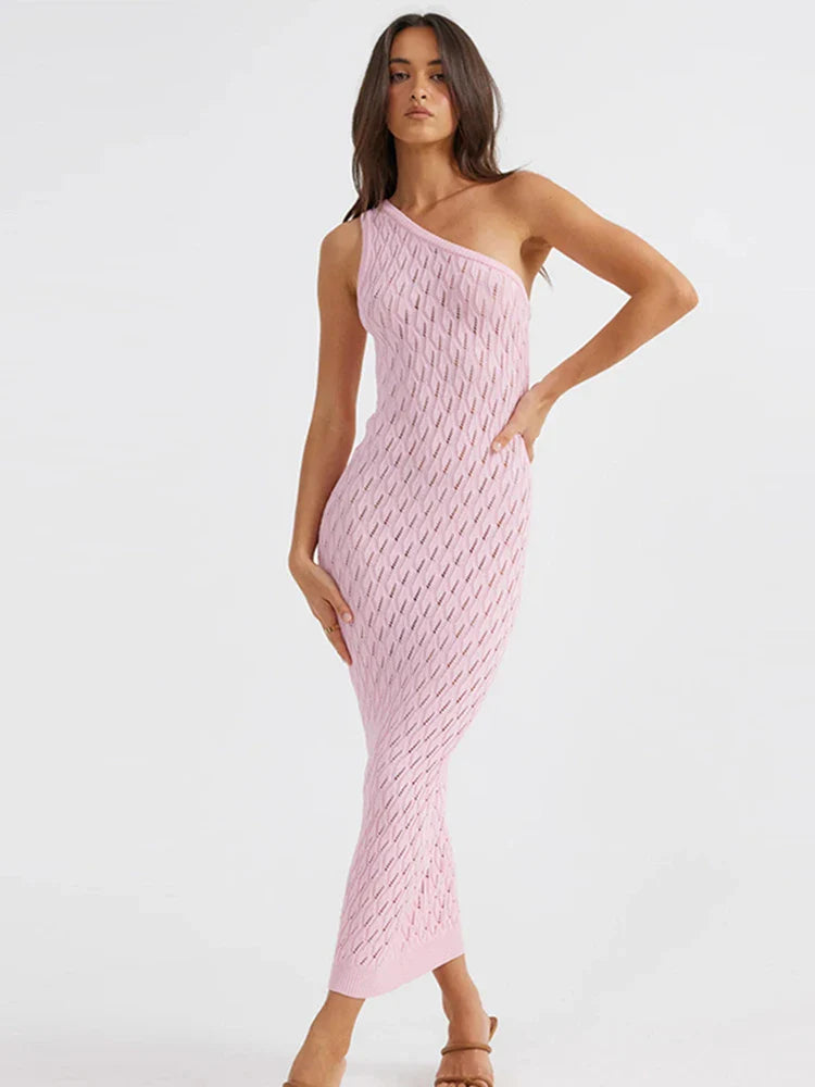 Alira – Asymmetrische Lange Jurk in Sexy Knitlook
