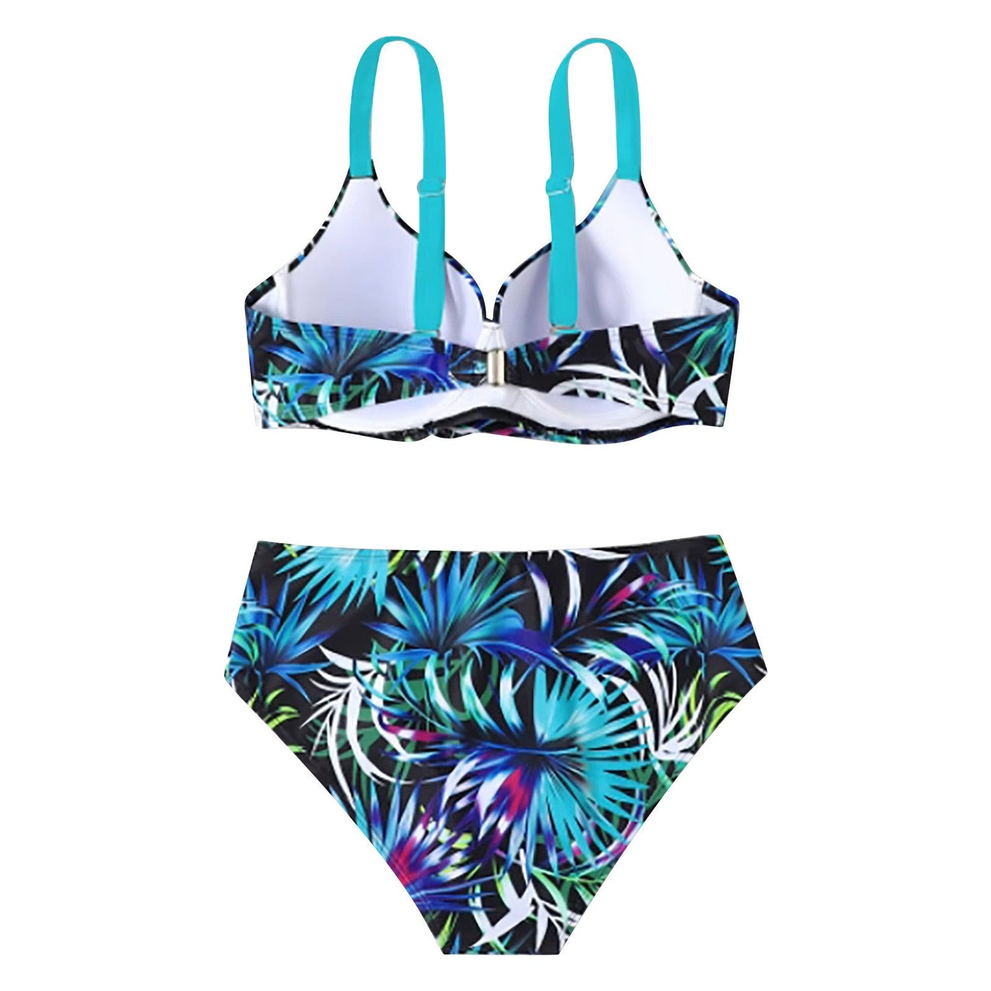 TALIA | Bikini Set met Bladprint en Hoge Taille