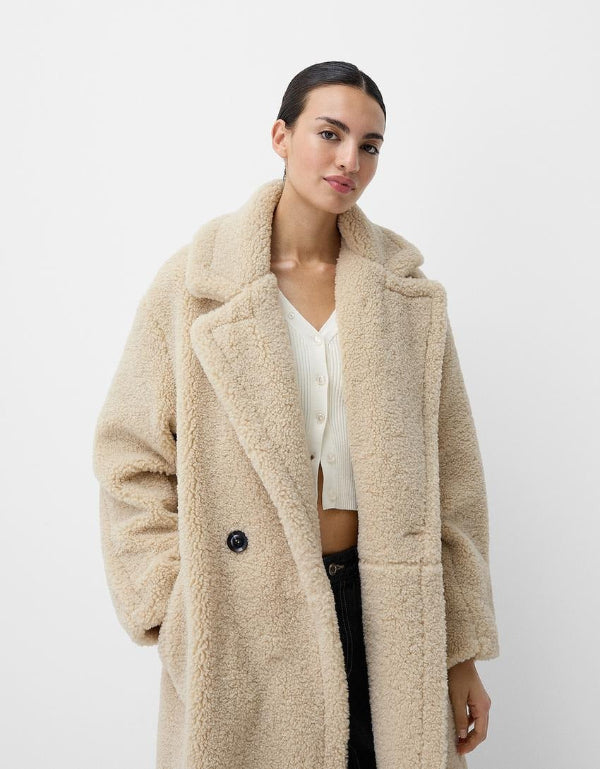 Teddy Damesjas Winter | Oversized Lange Pasvorm, Zachte Teddystructuur 0