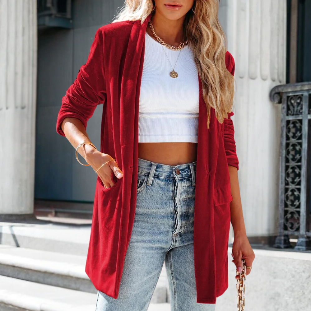 Velveta – Zomerse Fluwelen Jas in Elegante Stijl 7