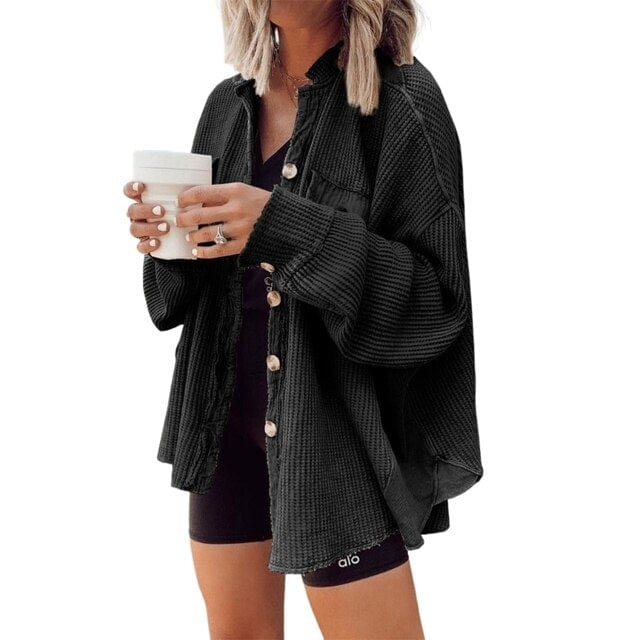 Trendy dames knoopjas van ribfluweel | Elegante jas voor casual en zakelijke looks