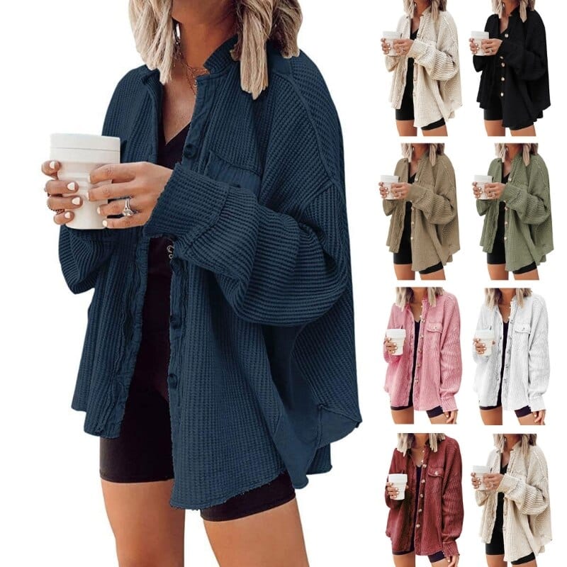 Trendy dames knoopjas van ribfluweel | Elegante jas voor casual en zakelijke looks