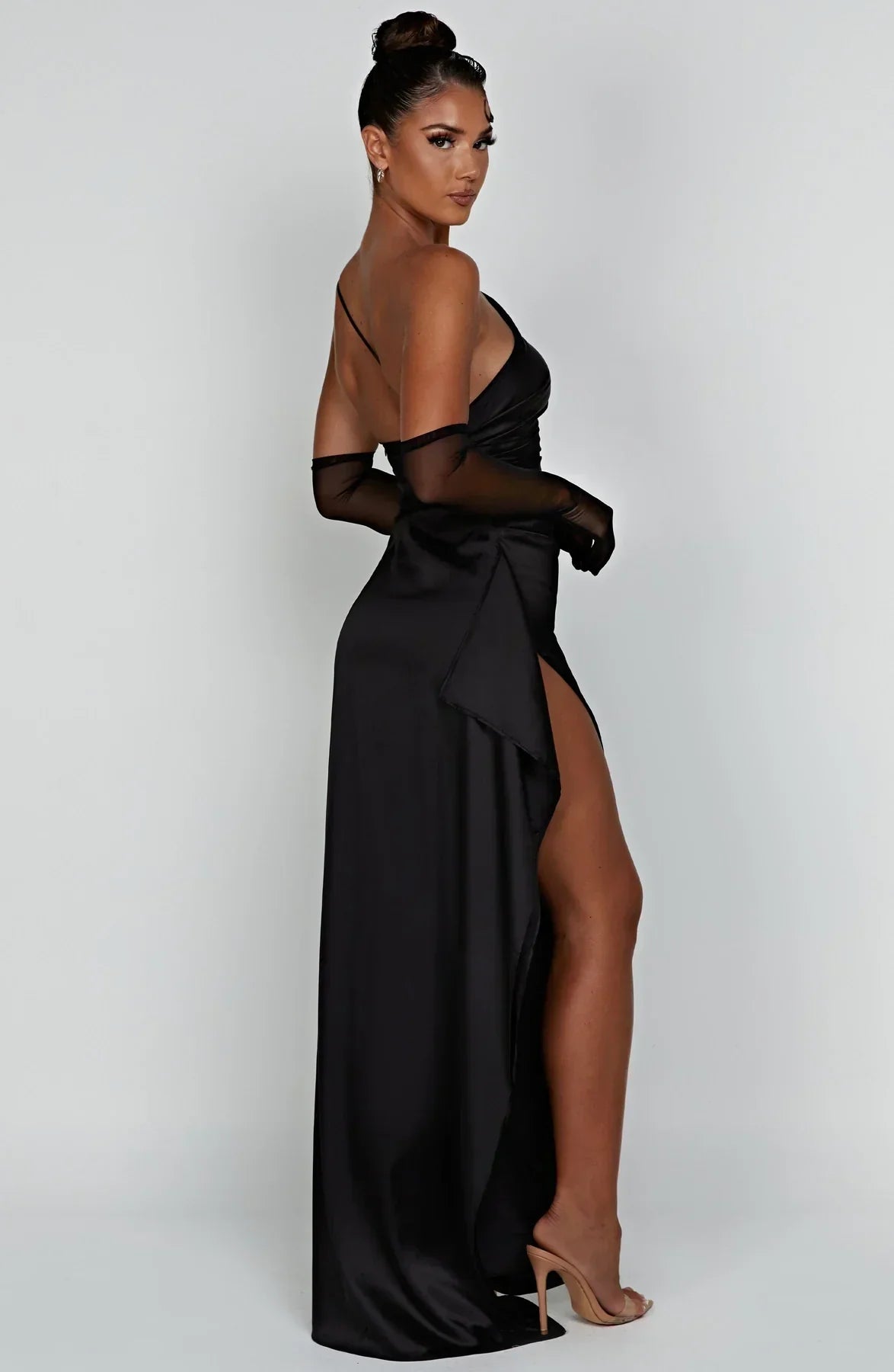 IRINA | Satijnen One-Shoulder Splitjurk voor Speciale Gelegenheden