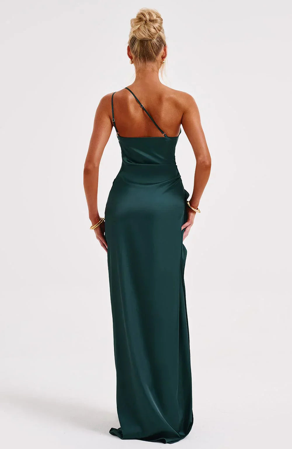 IRINA | Satijnen One-Shoulder Splitjurk voor Speciale Gelegenheden