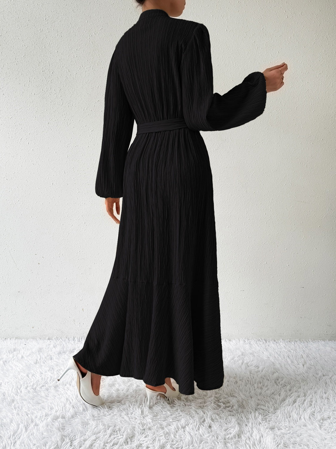 MAUREEN | Jurk met Lange Mouwen en Tailleaccent