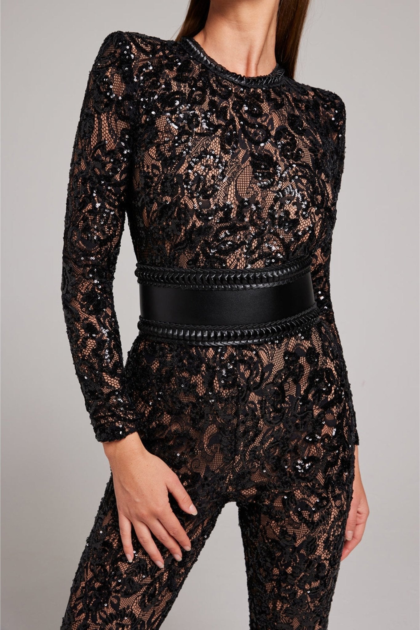Bella | Lange Mouw Jumpsuit | Glamoureuze Avonden | Luxe Pailletten en Kant