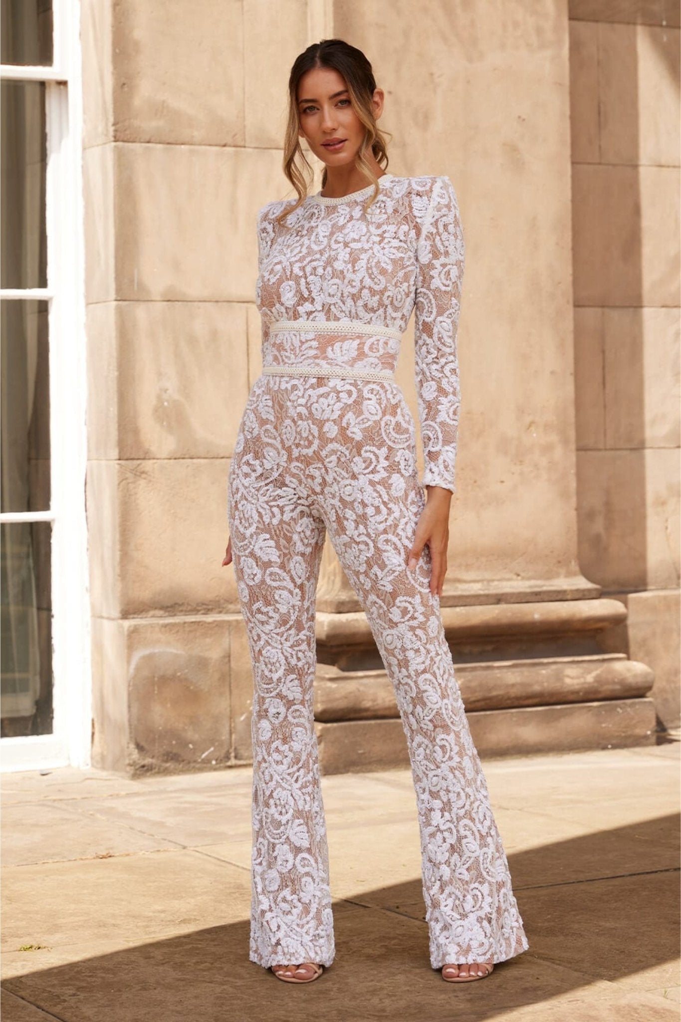 Bella | Lange Mouw Jumpsuit | Glamoureuze Avonden | Luxe Pailletten en Kant