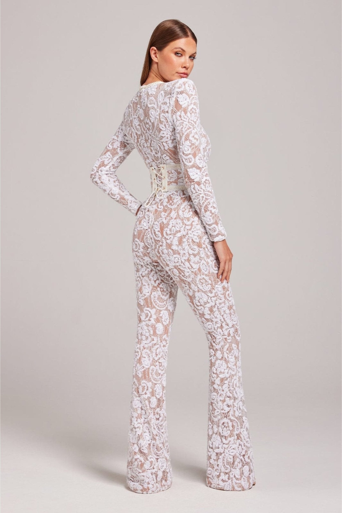 Bella | Lange Mouw Jumpsuit | Glamoureuze Avonden | Luxe Pailletten en Kant
