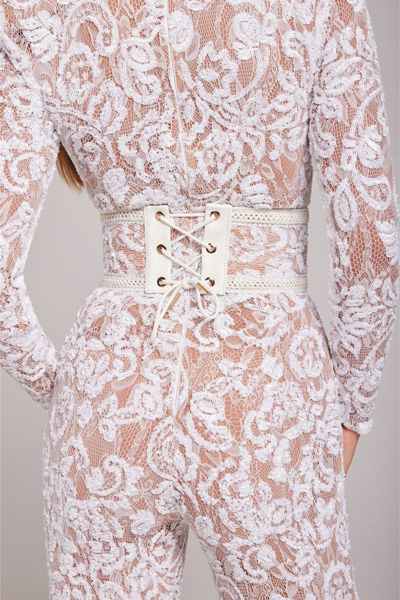 Bella | Lange Mouw Jumpsuit | Glamoureuze Avonden | Luxe Pailletten en Kant