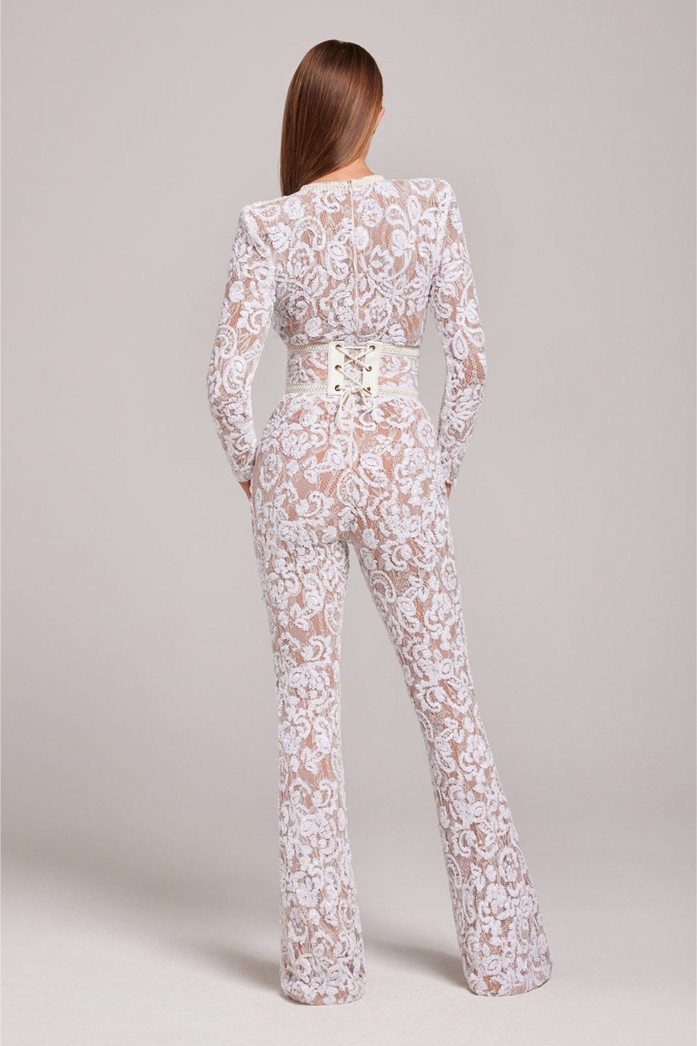 Bella | Lange Mouw Jumpsuit | Glamoureuze Avonden | Luxe Pailletten en Kant