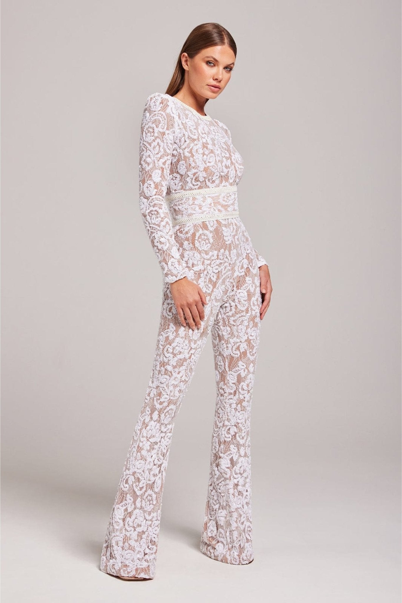 Bella | Lange Mouw Jumpsuit | Glamoureuze Avonden | Luxe Pailletten en Kant